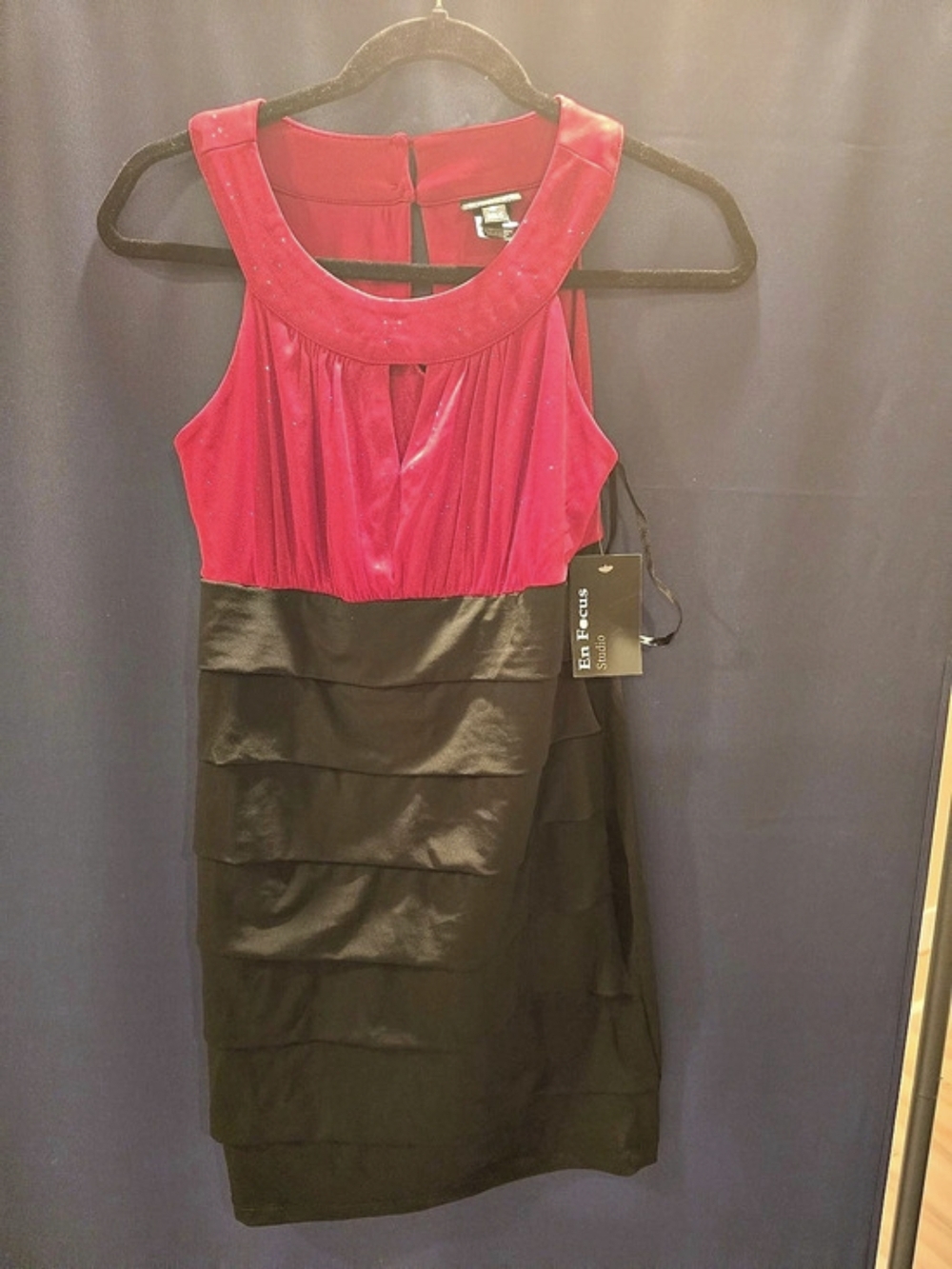 En Focus Petite Pink & Black Petite Mini Dress Size 4P NWT